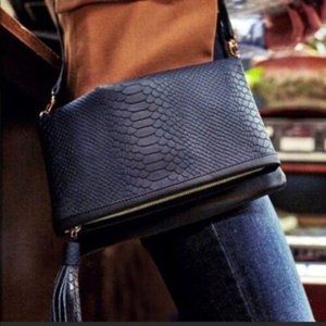 GiGi New York Navy Rachel Fold Over Clutch Bag